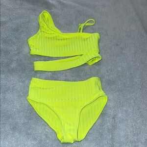SHEIN Neon Yellow Kids Swim Bikini